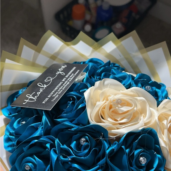 Other - Elegant Blue and Cream Rose Bouquet
